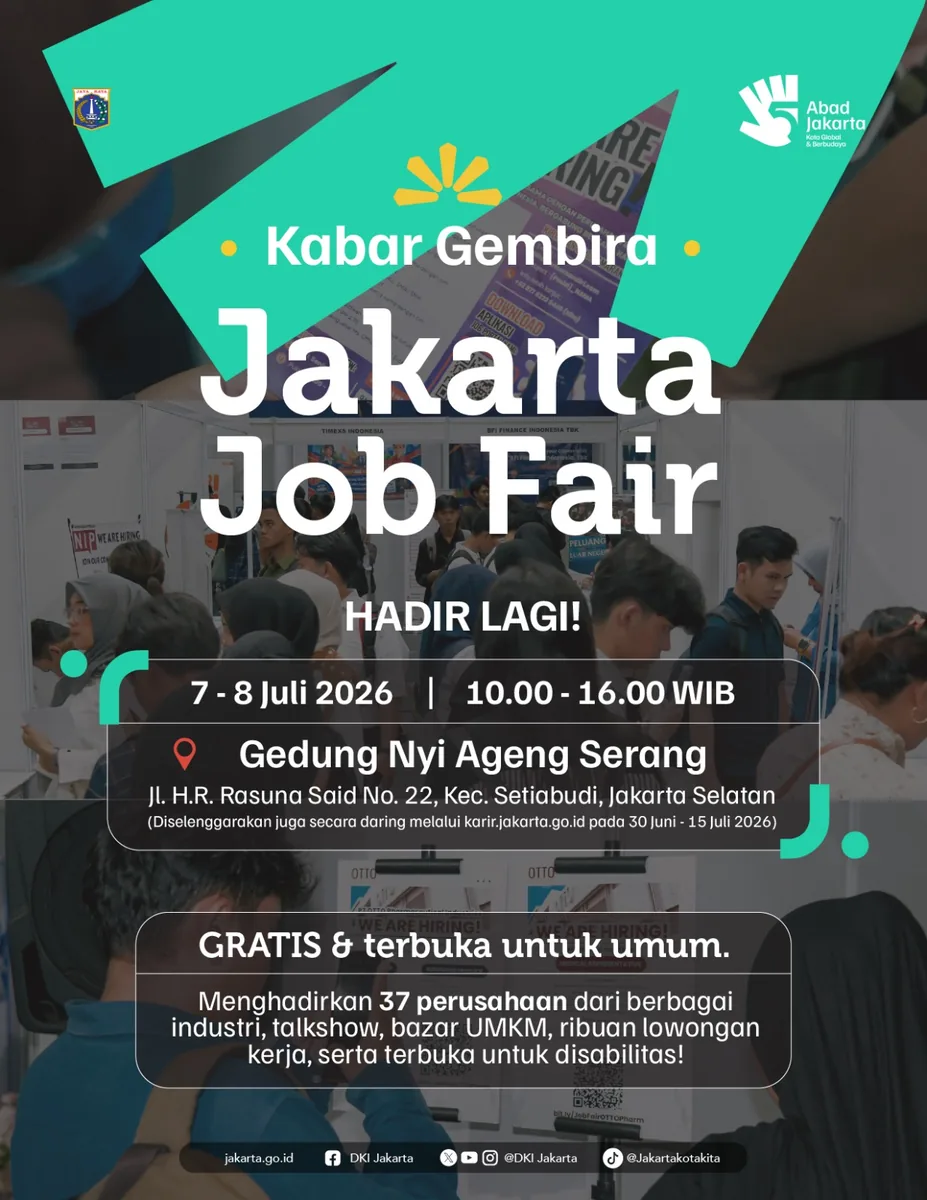 Job Fair Kabupaten Bekasi 2026 (Suku Dinas TKTE Wilayah Kabupaten Bekasi Barat) : 7-8 Juli 2026