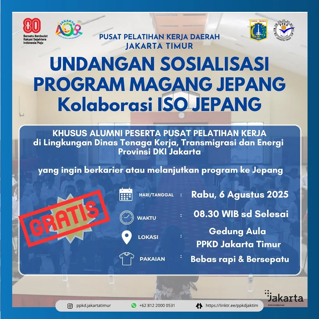 UNDANGAN SOSIALISASI PROGRAM MAGANG JEPANG – PPKD KABUPATEN BEKASI